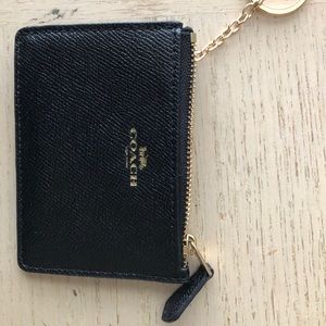 Coach wallet with gold zipper & key ring chain